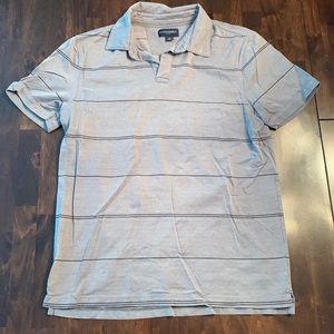 Banana Republic Factory Men’s gray and black striped short sleeve polo, medium